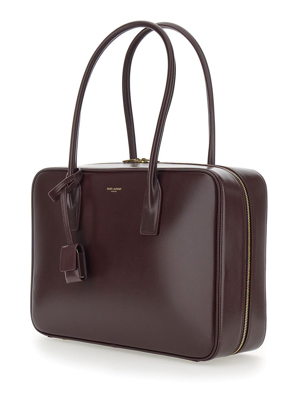 Saint Laurent Women Bordeaux Shoulder Bag With Logo Lettering On The Front And Keychain Detail In Leather Woman