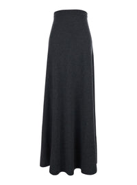 Balenciaga Women Grey Flared Skirt With Pleated Details And Elastic Ribbed Waist In Wool Woman