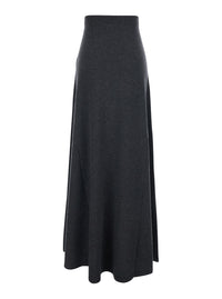 Balenciaga Women Grey Flared Skirt With Pleated Details And Elastic Ribbed Waist In Wool Woman