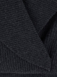 Balmain Women Grey Sweater With Weap Effect And Wide Revers In Wool Woman