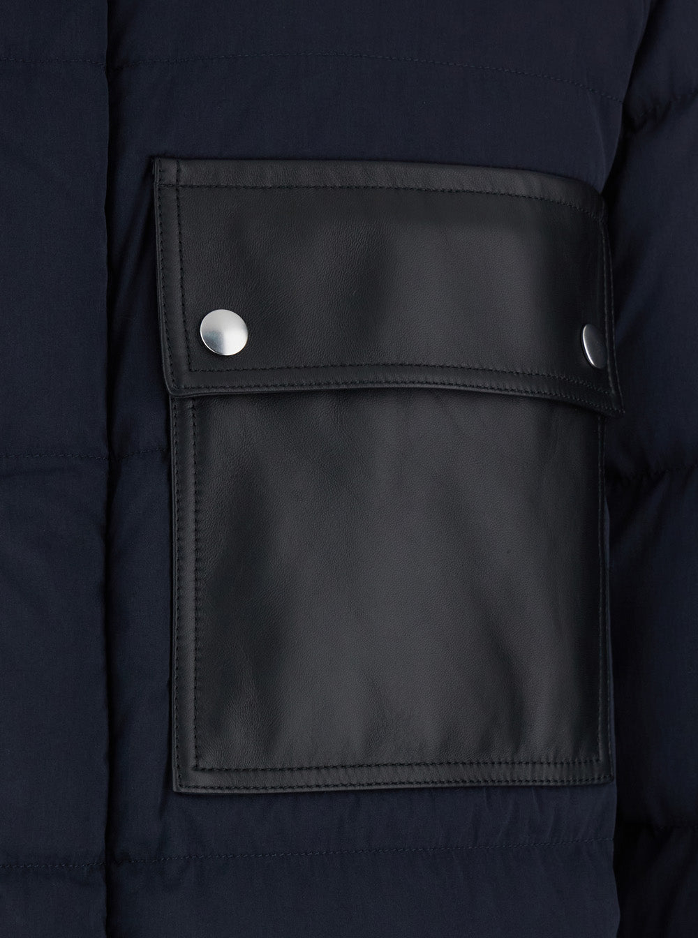 Bottega Veneta Men Blue Hooded Down Jacket With Intreccio Motif Leather Patches In Cotton Blend Man