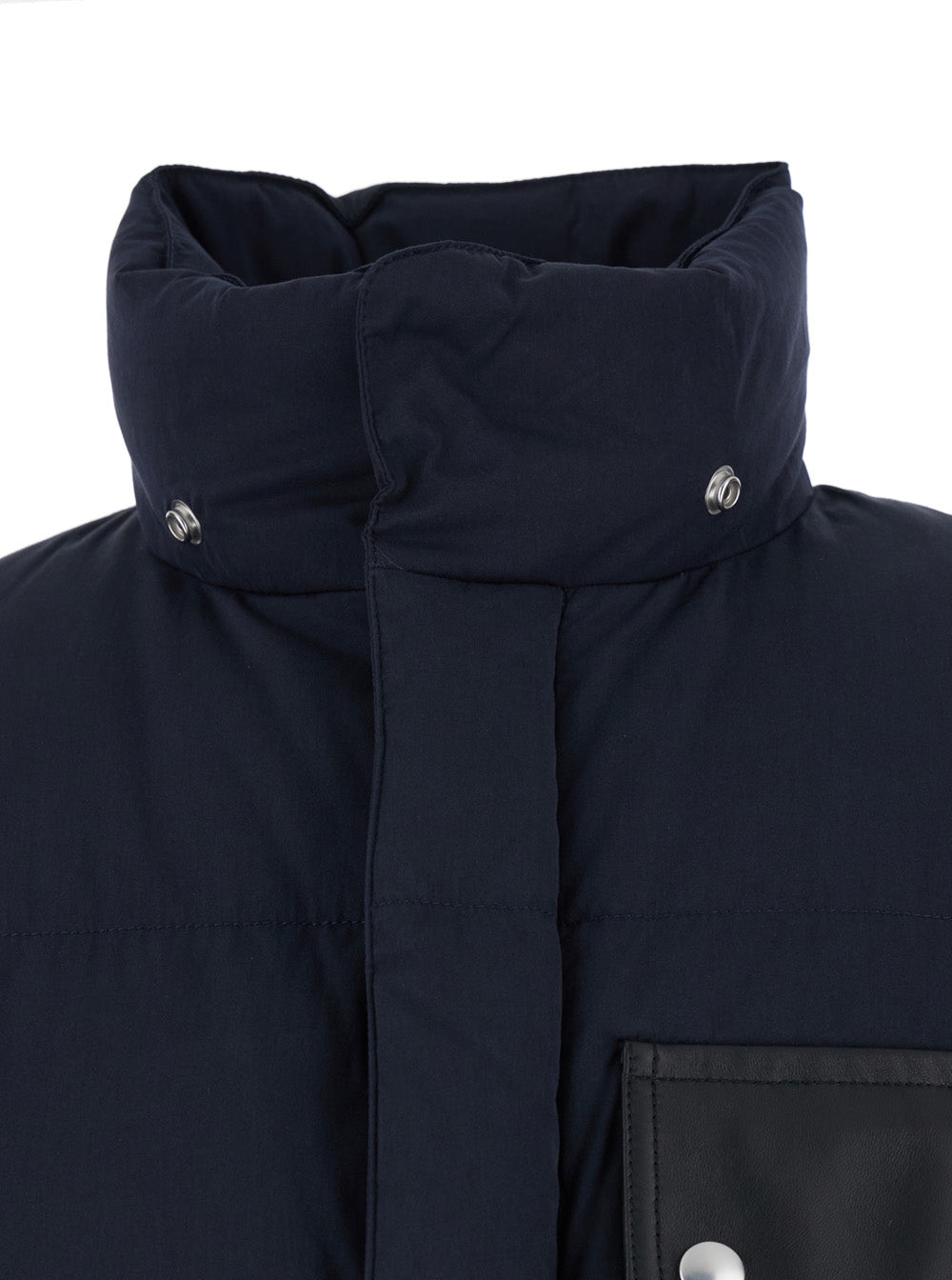 Bottega Veneta Men Blue Hooded Down Jacket With Intreccio Motif Leather Patches In Cotton Blend Man