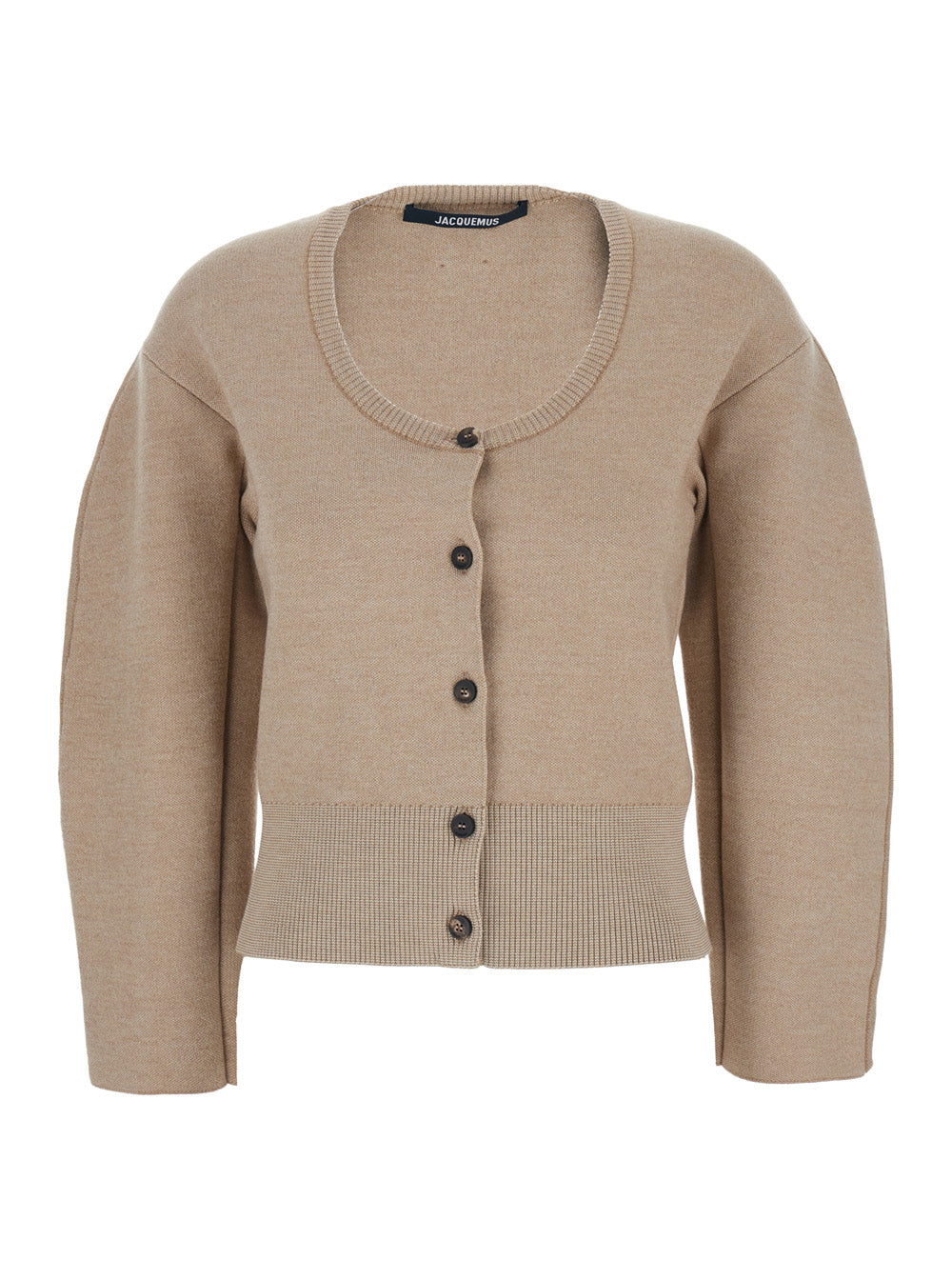 Jacquemus Women 'Le Gilet Doppio' Beige Cardigan With Round Neck And Ribbed Trims In Wool Blend Stretch Woman