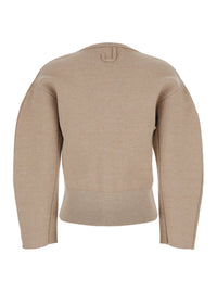 Jacquemus Women 'Le Gilet Doppio' Beige Cardigan With Round Neck And Ribbed Trims In Wool Blend Stretch Woman