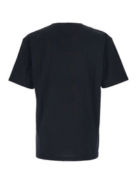 Valentino Men Black Crewneck T-Shirt With Print On The Front In Cotton Man