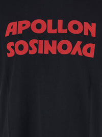 Valentino Men Black Crewneck T-Shirt With Print On The Front In Cotton Man