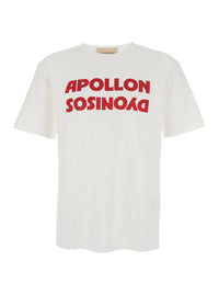Valentino Men White Crewneck T-Shirt With Print On The Front In Cotton Man