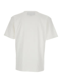 Valentino Men White Crewneck T-Shirt With Print On The Front In Cotton Man