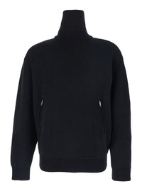 Balenciaga Women Black Turtleneck Sweater With Rear Half Zip Closure In Cotton Blend Stretch Woman