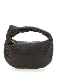 Bottega Veneta Women Brown Small Shoulder Bag 'Jodie' With Knot Detail And Intreccio Motif In Leather For Women