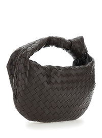Bottega Veneta Women Brown Small Shoulder Bag 'Jodie' With Knot Detail And Intreccio Motif In Leather For Women