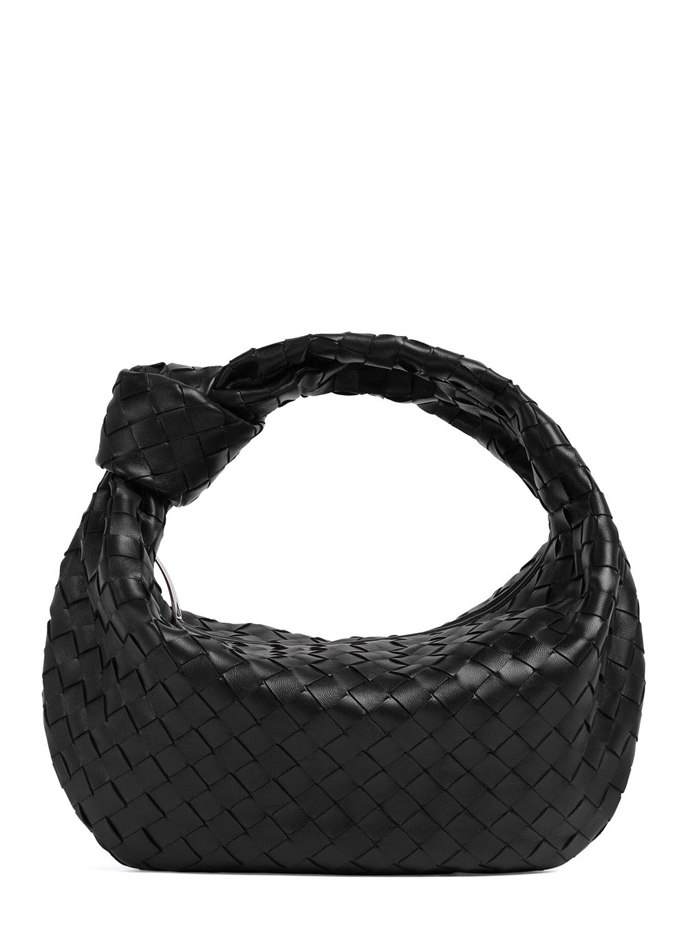 Bottega Veneta Women Black Small Shoulder Bag 'Jodie' With Knot Detail And Intreccio Motif Women