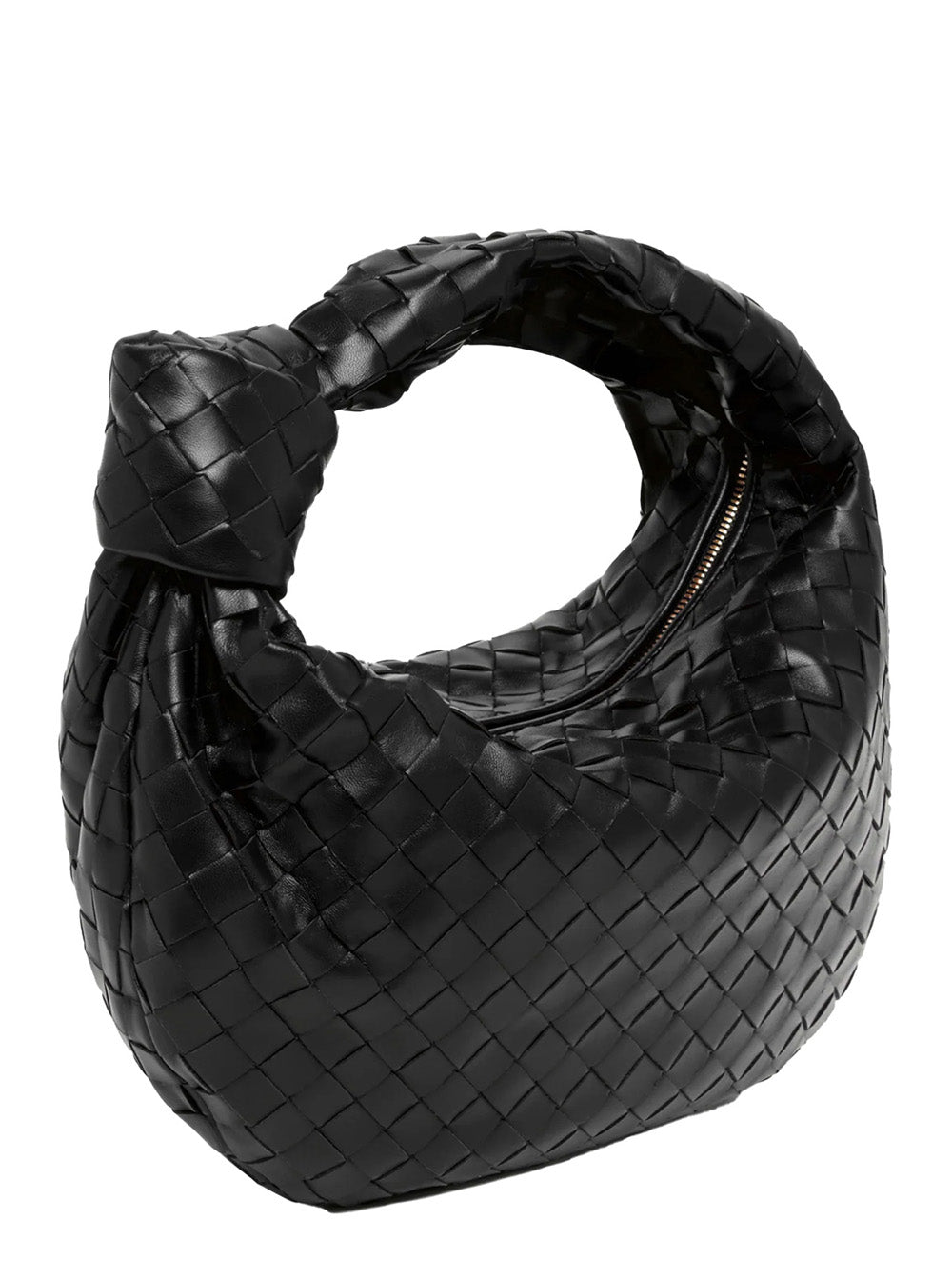 Bottega Veneta Women Black Small Shoulder Bag 'Jodie' With Knot Detail And Intreccio Motif Women