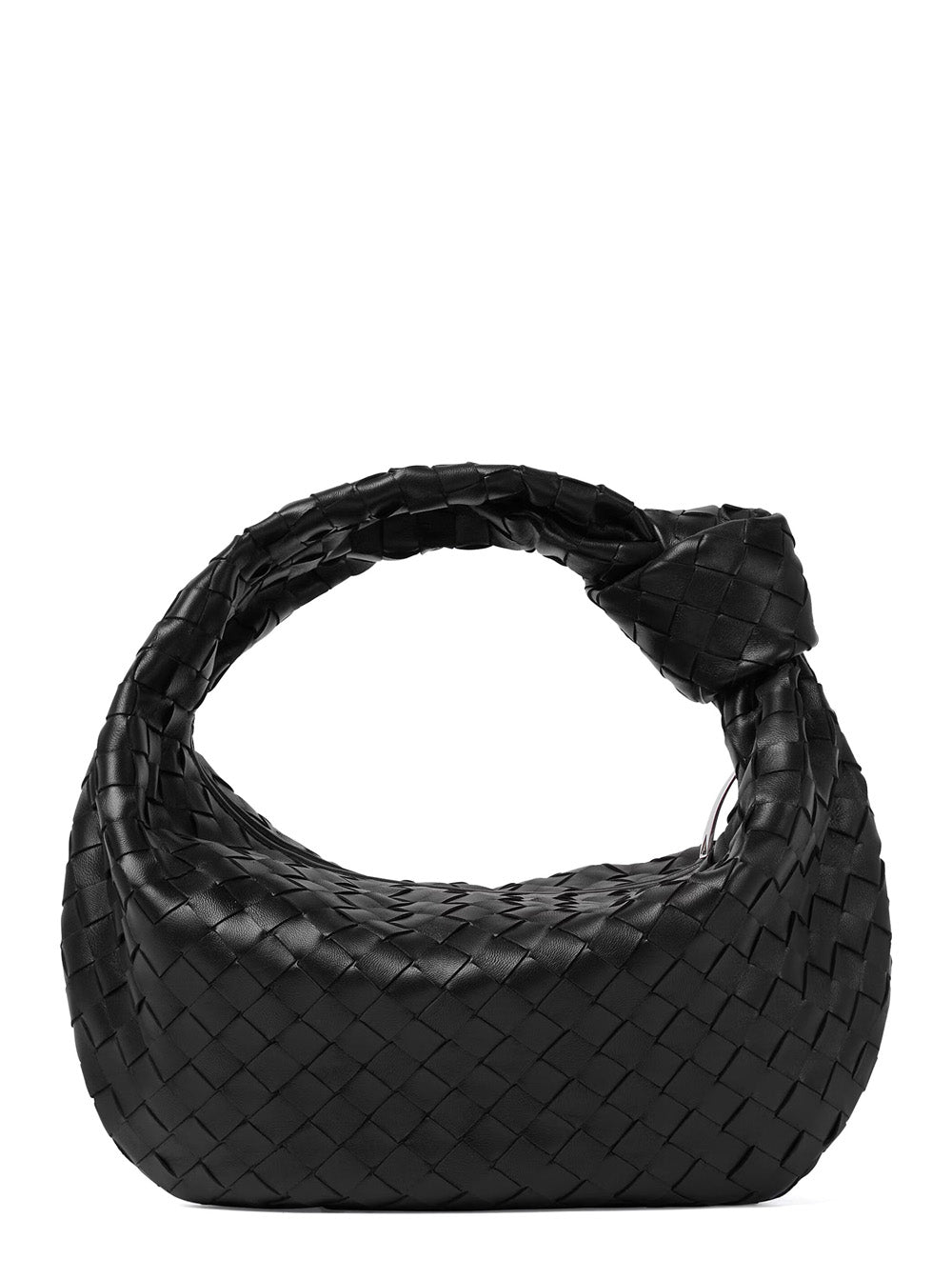Bottega Veneta Women Black Small Shoulder Bag 'Jodie' With Knot Detail And Intreccio Motif Women