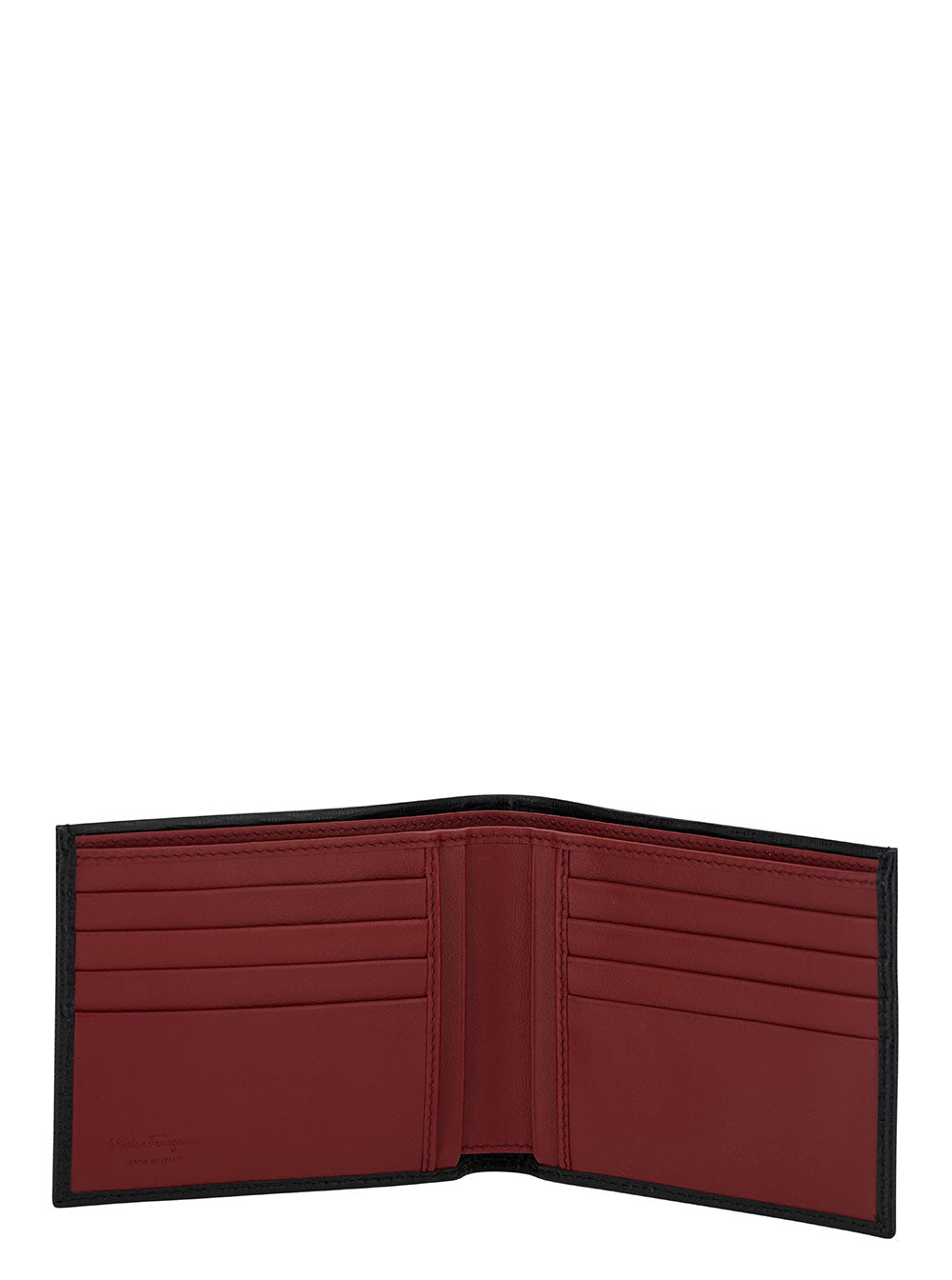 Ferragamo Men Wallet 'Revival' Gancini With Double Hook In Grained Black Leather For Men