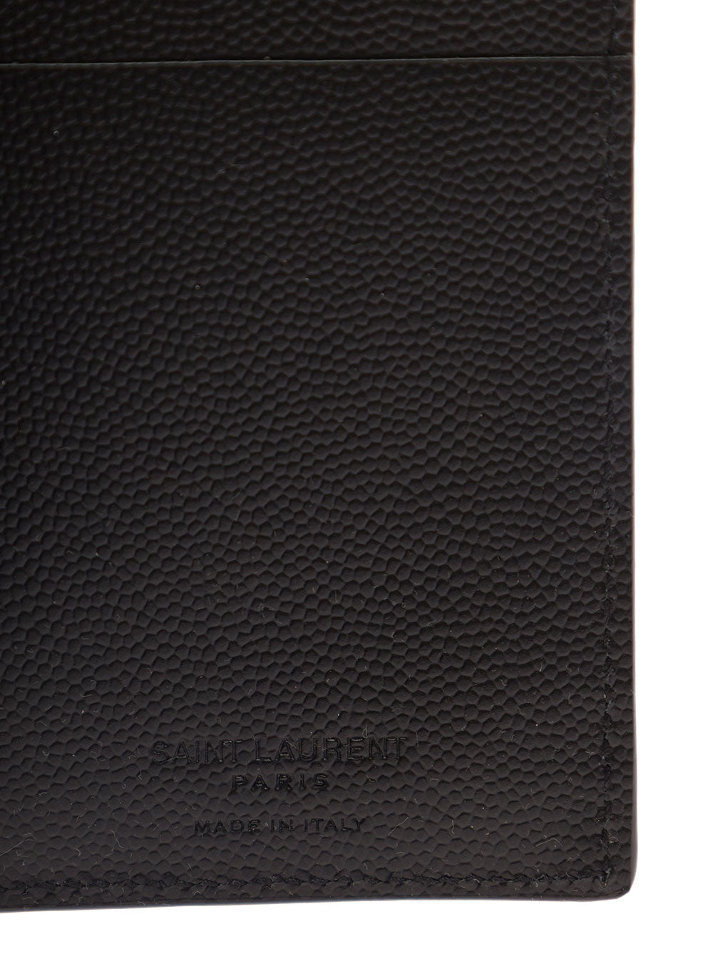 Saint Laurent Men Cardholder 'Grain De Poudre' Black With Logo Embossed In Leather For Men