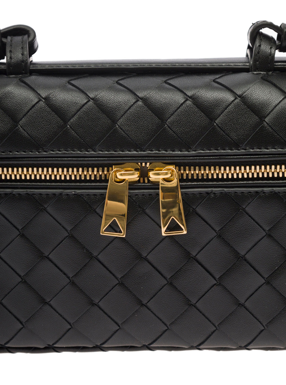 Bottega Veneta Women Black Crossbody Bag With Adjustable And Removable Strap And All-Over Intreccio Motif In Leather For Women