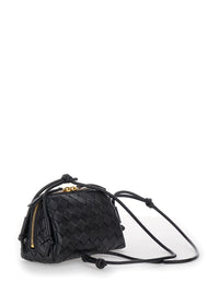 Bottega Veneta Women Black Concert Crossbody Bag With Intreccio Motif In Leather For Women