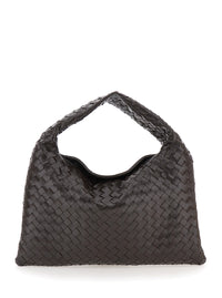Bottega Veneta Women 'Hoop' Brown Small Shoulder Bag With Intreccio Motif In Leather For Women
