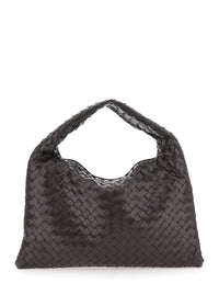 Bottega Veneta Women 'Hoop' Brown Small Shoulder Bag With Intreccio Motif In Leather For Women