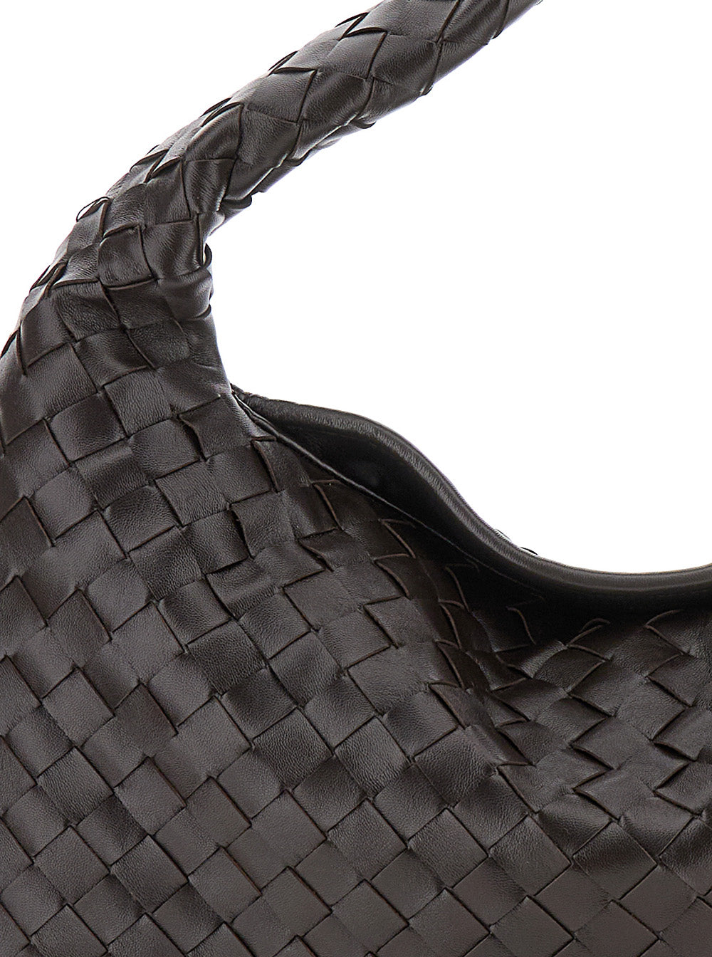 Bottega Veneta Women 'Hoop' Brown Small Shoulder Bag With Intreccio Motif In Leather For Women