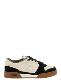 FENDI Fendi Men Black Low Top Sneakers With Raised Logo In Suede For Men