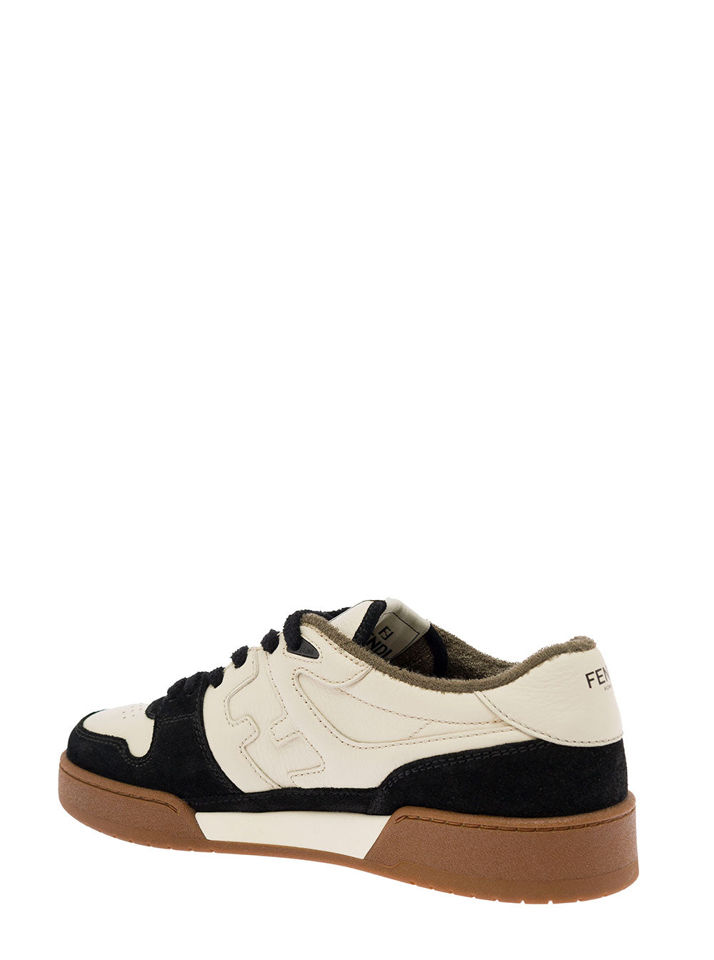 FENDI Fendi Men Black Low Top Sneakers With Raised Logo In Suede For Men