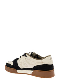 FENDI Fendi Men Black Low Top Sneakers With Raised Logo In Suede For Men