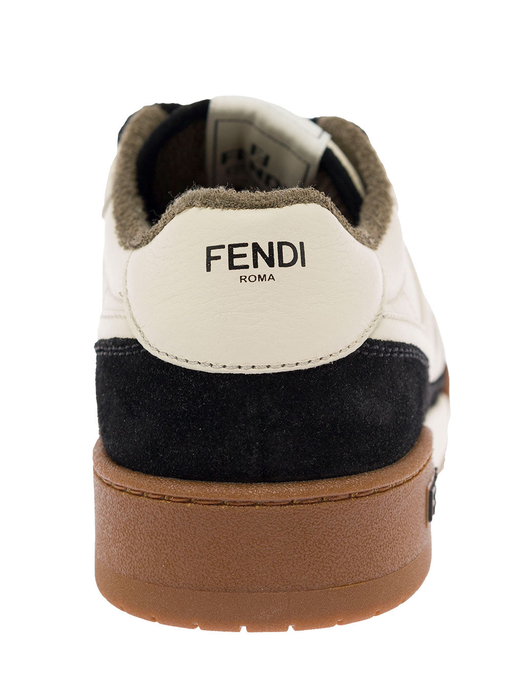 FENDI Fendi Men Black Low Top Sneakers With Raised Logo In Suede For Men