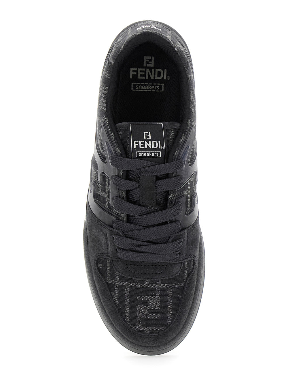 Fendi Men Sneakers 'Match' With Logo Patch On The Tongue And Ff Motif All-Over In Grey Leather For Men
