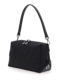 Fendi Men Black Shoulder Bag 'Lui Medium' With Ff All-Over Motif In Tech Fabric For Men