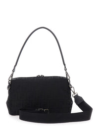 Fendi Men Black Shoulder Bag 'Lui Medium' With Ff All-Over Motif In Tech Fabric For Men