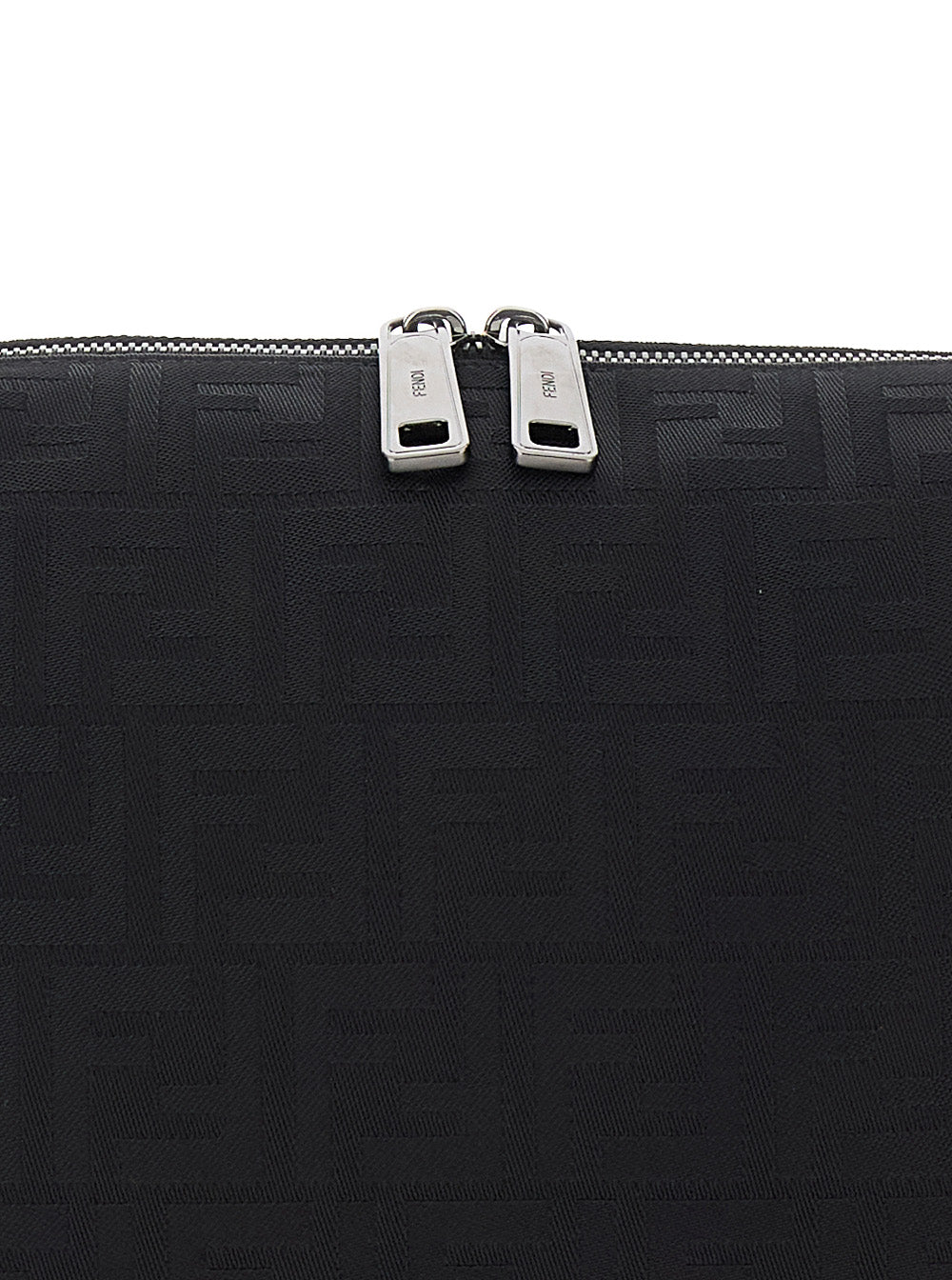 Fendi Men Black Shoulder Bag 'Lui Medium' With Ff All-Over Motif In Tech Fabric For Men