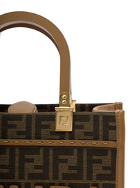 Fendi Women Tote Bag 'Piccola Sunshine' With Ff Jacquard Fabric And Brown Leather For Women