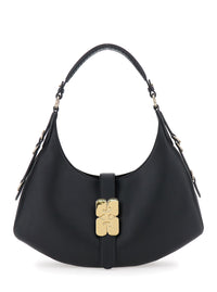 GANNI Ganni Women 'Kat Small' Black Shoulder Bag With Adjustable Handle And Logo Plaque On The Front In Leather Woman