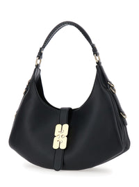 GANNI Ganni Women 'Kat Small' Black Shoulder Bag With Adjustable Handle And Logo Plaque On The Front In Leather Woman