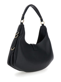 GANNI Ganni Women 'Kat Small' Black Shoulder Bag With Adjustable Handle And Logo Plaque On The Front In Leather Woman