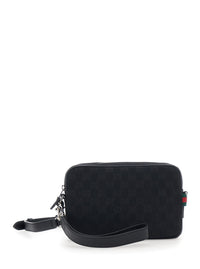 Gucci Men Black Crossbody Bag With All-Over Gg Motif In Fabric Man