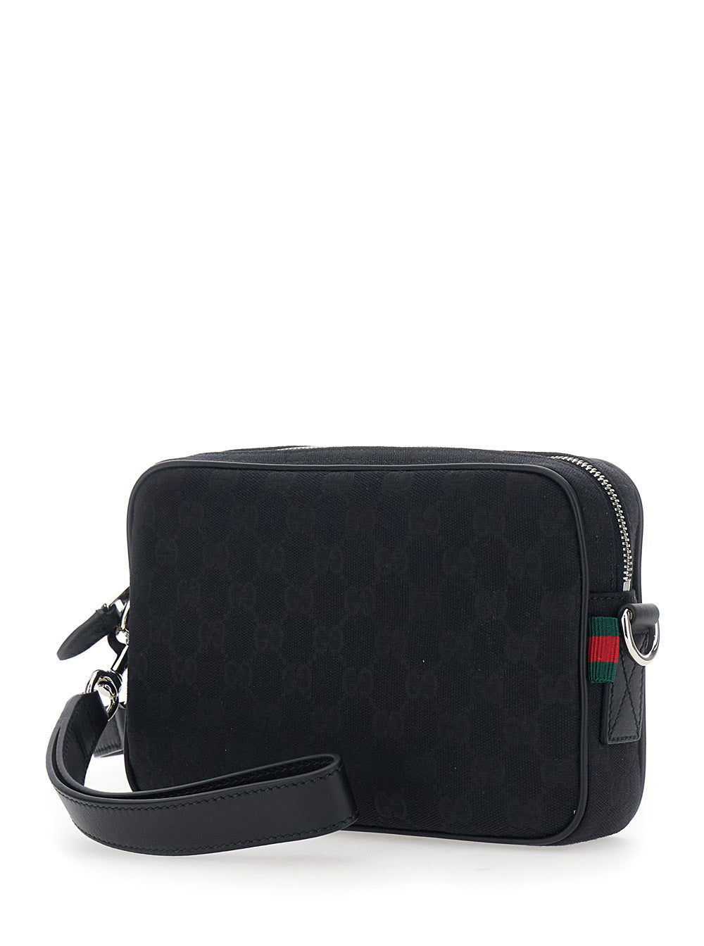 Gucci Men Black Crossbody Bag With All-Over Gg Motif In Fabric Man