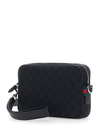 Gucci Men Black Crossbody Bag With All-Over Gg Motif In Fabric Man