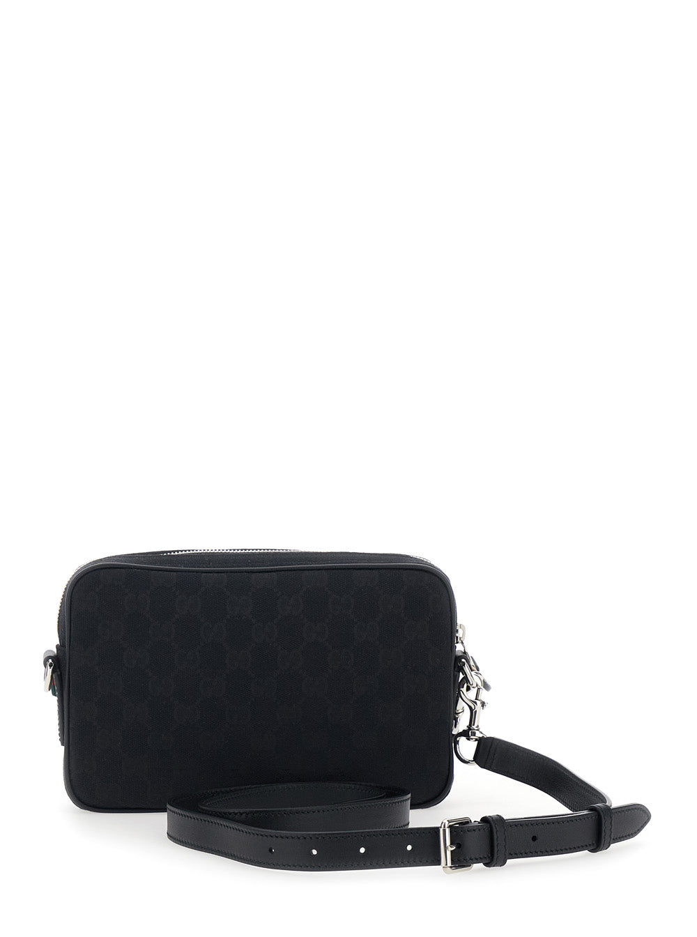 Gucci Men Black Crossbody Bag With All-Over Gg Motif In Fabric Man