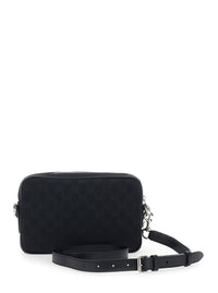 Gucci Men Black Crossbody Bag With All-Over Gg Motif In Fabric Man