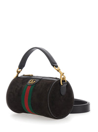 Gucci Men 'Ophidia Mini' Brown Handbag With Gg Logo And Web Detail On The Front In Suede Man