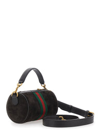 Gucci Men 'Ophidia Mini' Brown Handbag With Gg Logo And Web Detail On The Front In Suede Man