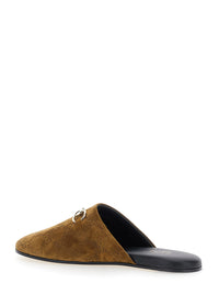 Gucci Women Brown Mule With Horsebit On The Front And All-Over Gg Motif In Suede Woman