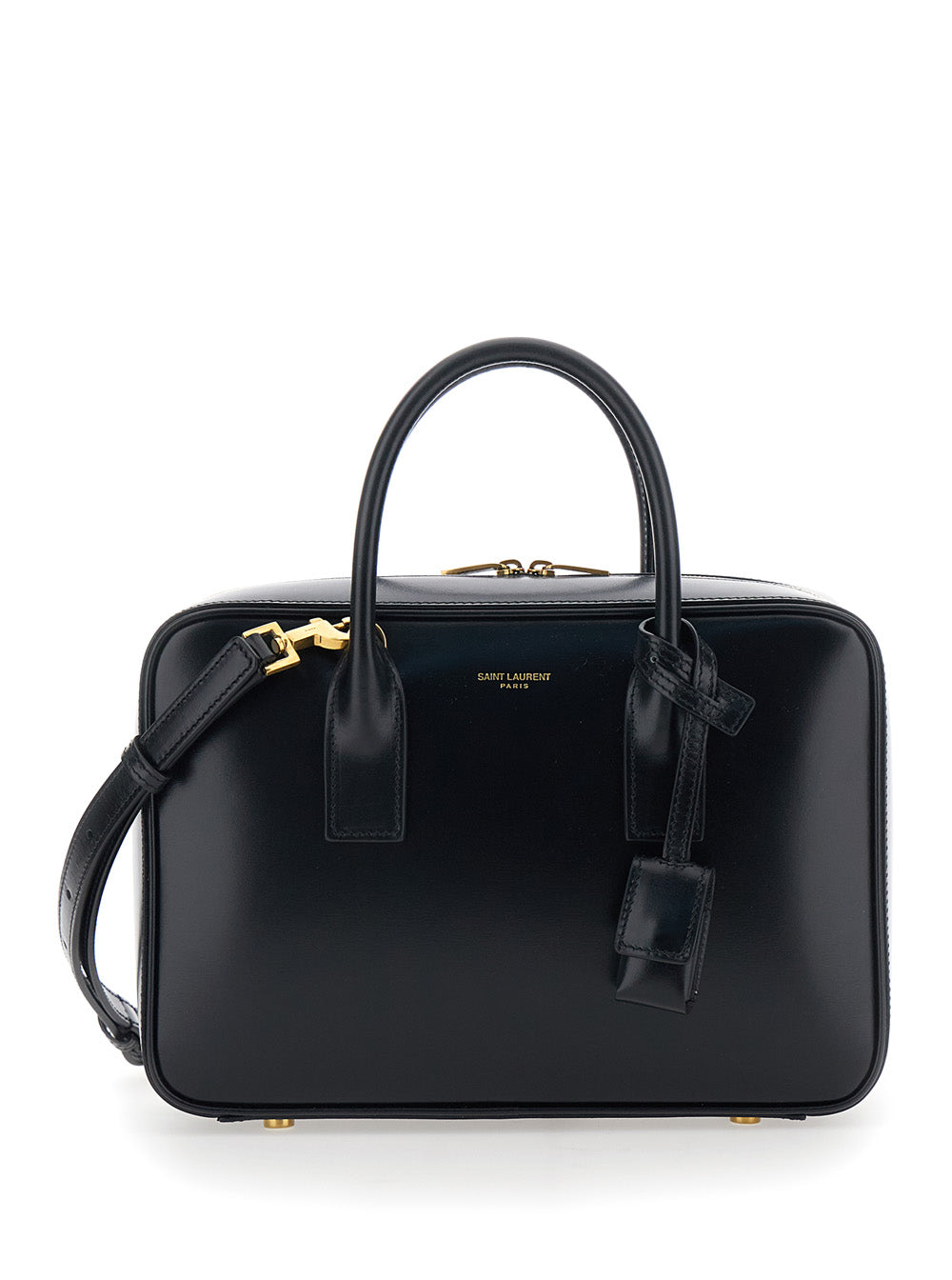 SAINT LAURENT Saint Laurent Women 'Sac De Jour' Black Handbag With Logo Lettering And Pendant Padlock Detail In Leather Woman