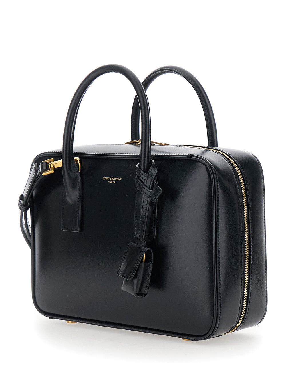 SAINT LAURENT Saint Laurent Women 'Sac De Jour' Black Handbag With Logo Lettering And Pendant Padlock Detail In Leather Woman