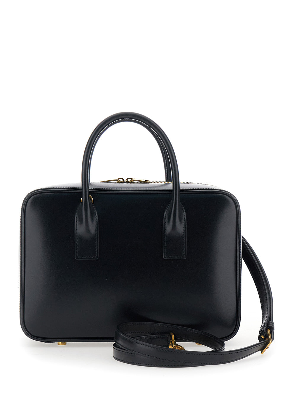 SAINT LAURENT Saint Laurent Women 'Sac De Jour' Black Handbag With Logo Lettering And Pendant Padlock Detail In Leather Woman