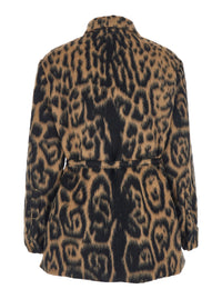 Fendi Women Multicolor Coat With Ff Buckled Belt On The Front And All-Over Leopard Motif In Wool Blend Woman