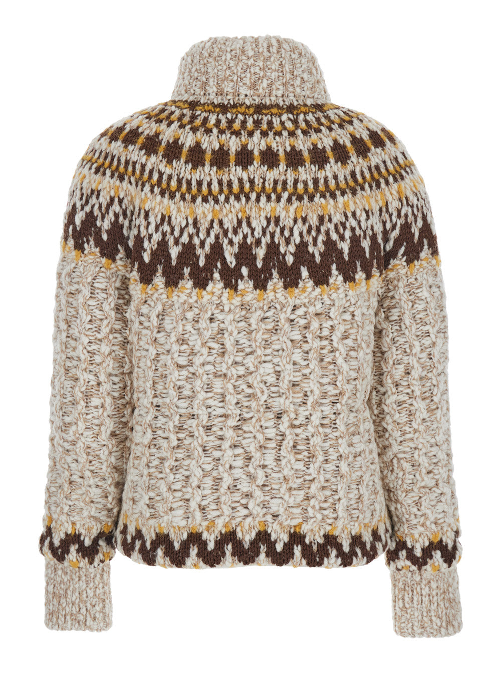 MONCLER GRENOBLE Moncler Grenoble Women Beige Jacket With Geometric Motif And Ribbed Trims In Wool Blend Woman